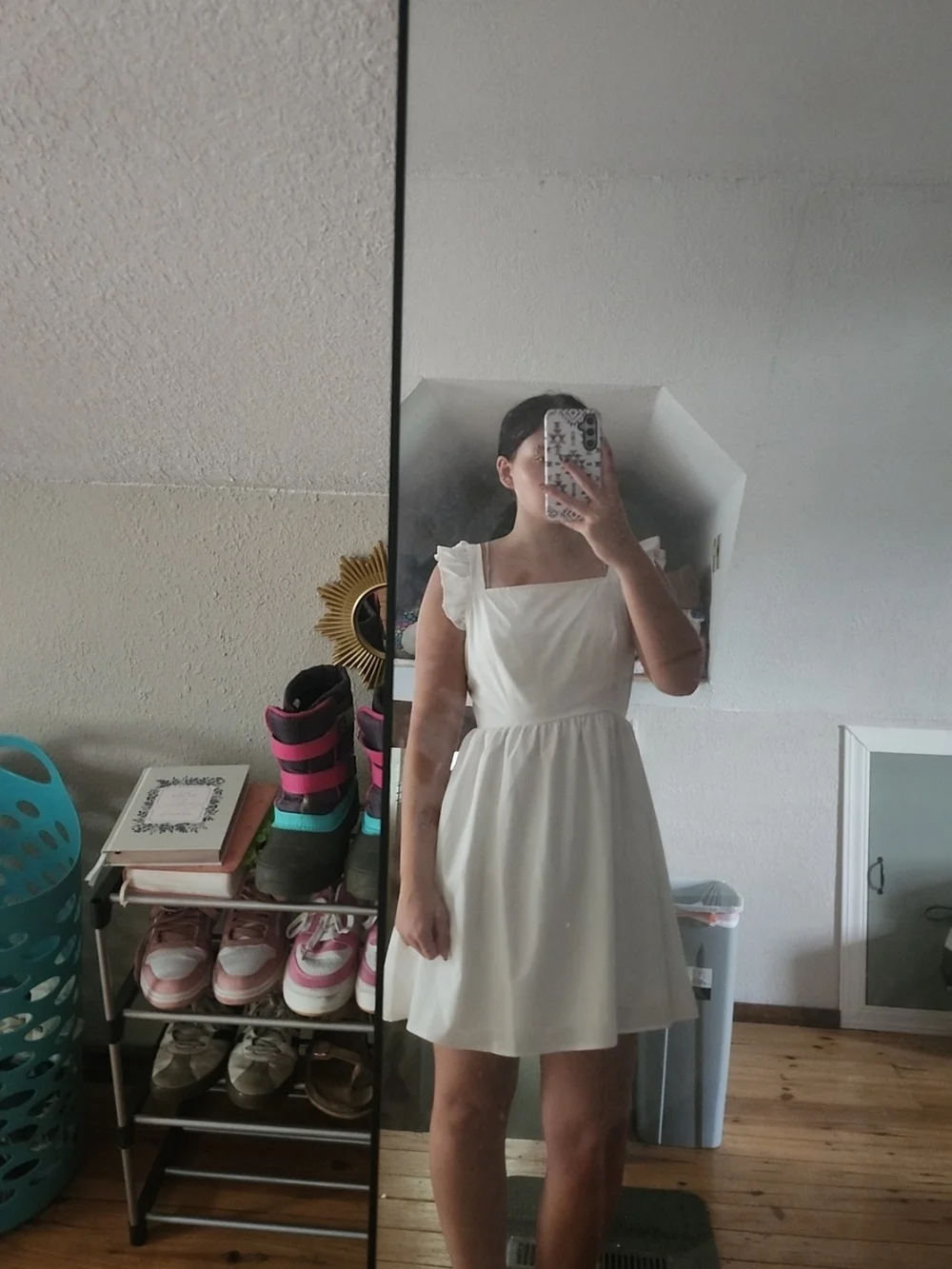 SHEIN White Ruffle-Strap Girls Formal Dress
